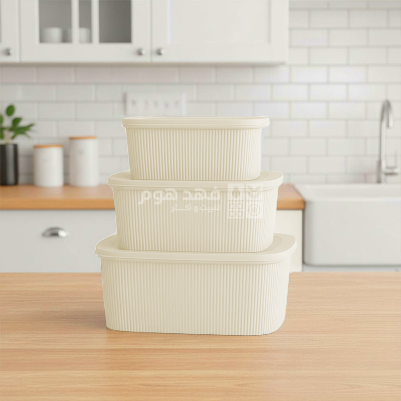 طقم/3 تبروير بلاستك محزز غطاء شفاف محكم الاغلاق 16198/5