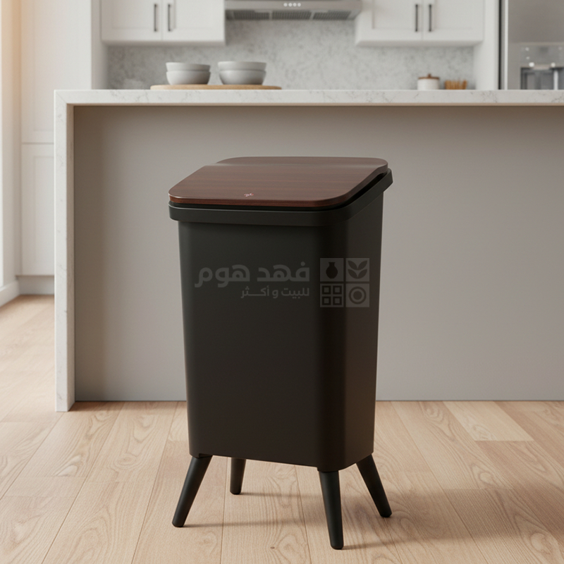 سطل غطاء كبس برجلين اسود وبني 16 لتر 16198/20