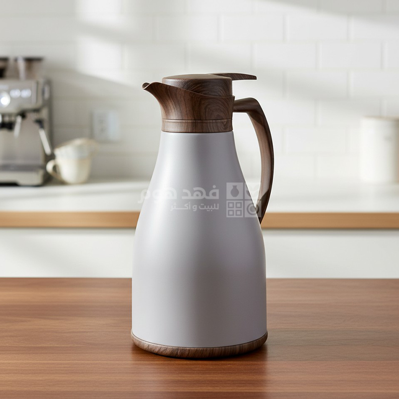 تيرموس قهوة 1 لتر ماط سكني غطى كبس خشبي 10SC