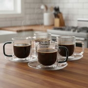 طقم/4 فناجين اليجانس مع صحون 100 مل Dorsch DH-09221
