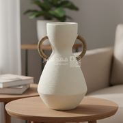 مزهرية حجر بيدين حبل خيش 35 سم D70-14