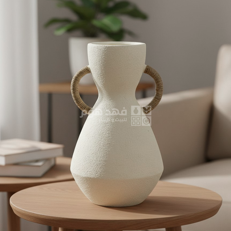 مزهرية حجر بيدين حبل خيش 35 سم D70-14