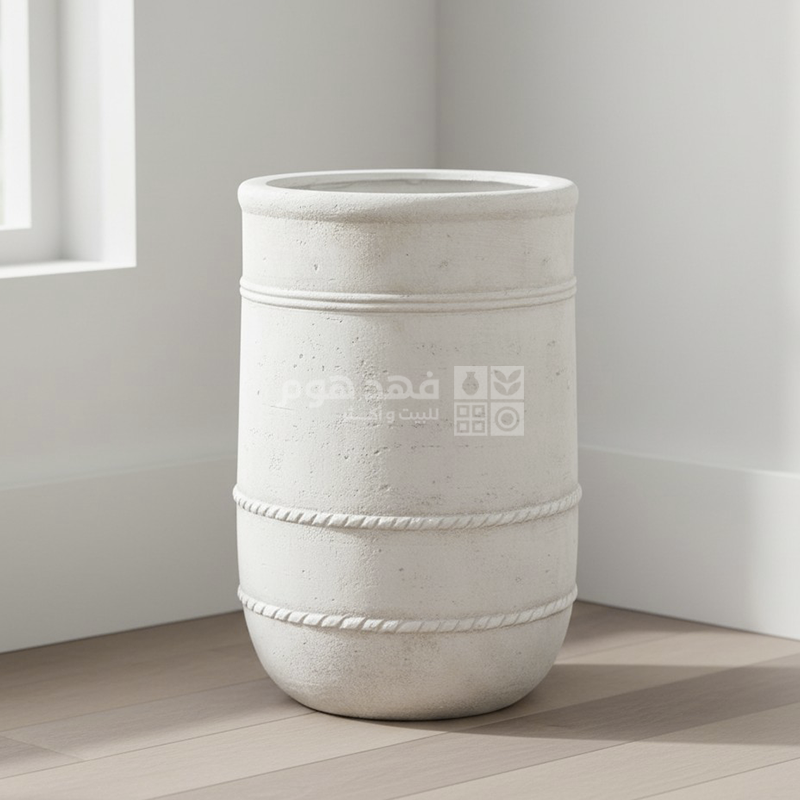 قوار حجر محزز ابيض صغير 26*40 سم D73-12