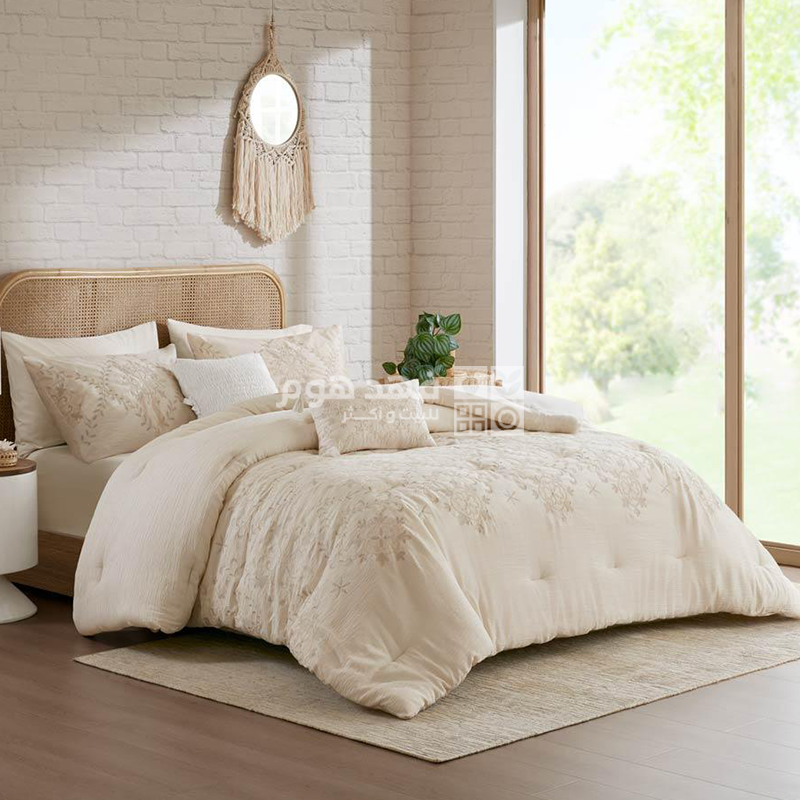طقم غطاء تخت جاكار 8 قطع 240*260 MADISON PARK CALMA BEIGE KING