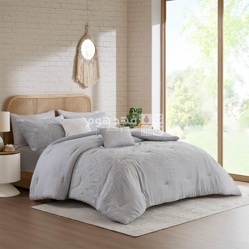 طقم غطاء تخت جاكار 8 قطع 240*260 MADISON PARK CALMA GREY KING