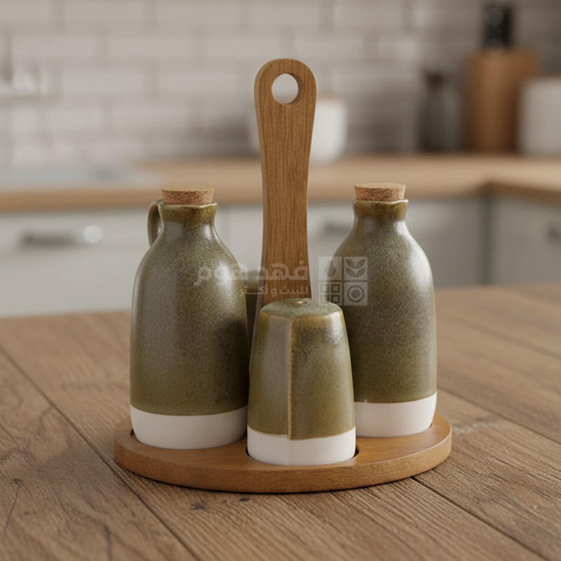طقم 2 ابريق + 2 ممالح + ستاند CADEAU BROWN