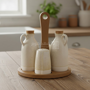 طقم 2 ابريق + 2 ممالح + ستاند CADEAU BEIGE