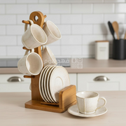 طقم /6 فناجين قهوة + ستاند CADEAU BEIGE