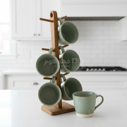 طقم /6 فناجين شاي + ستاند CADEAU GREEN