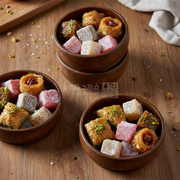 طقم 4 صحون خشب بني 12 سم T