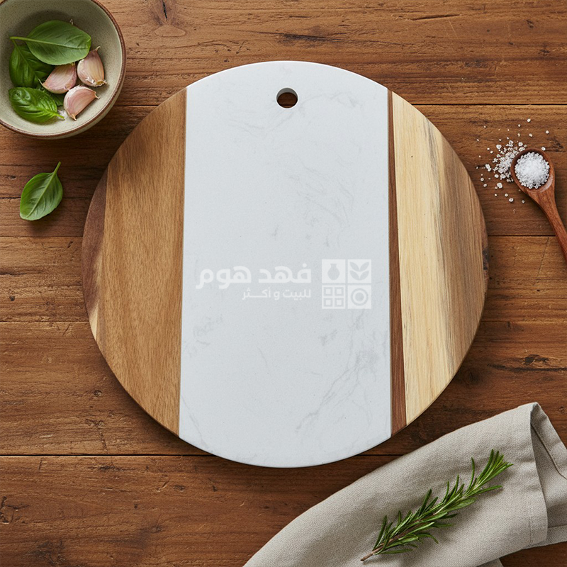 مفرمة جرانيت ابيض مع خشب مدور 31سم D102-2