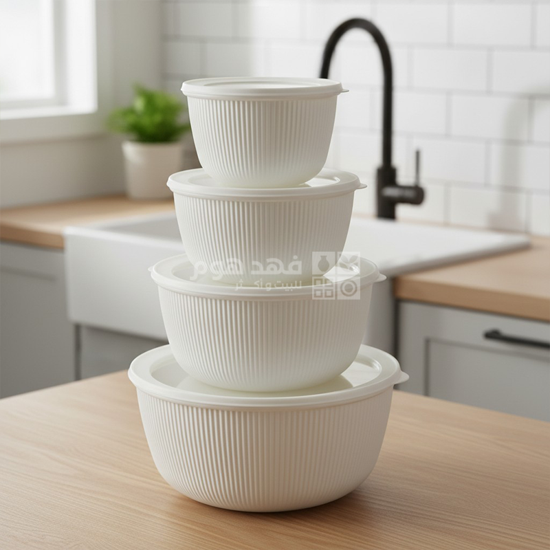طقم/4 تبرويرات مدور محزز بغطاء محكم الاغلاق D87-11