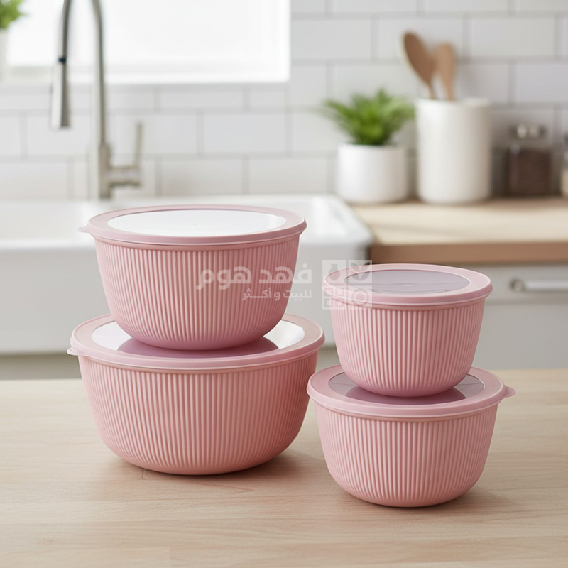 طقم/4 تبرويرات مدور محزز بغطاء محكم الاغلاق D87-11