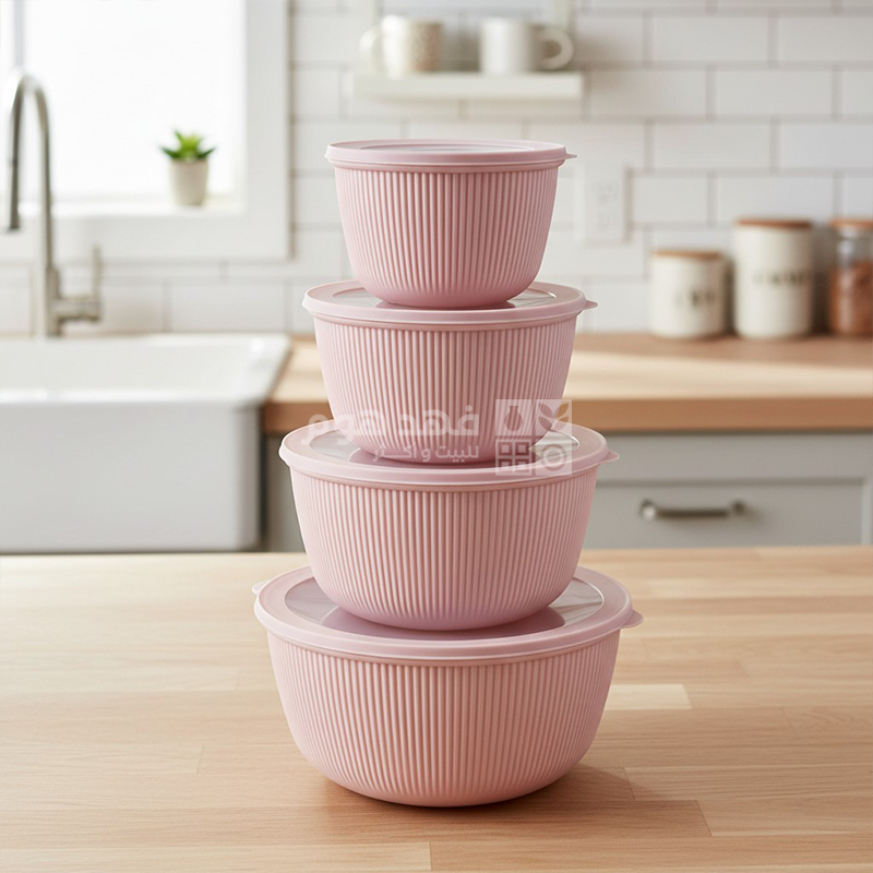 طقم/4 تبرويرات مدور محزز بغطاء محكم الاغلاق D87-11