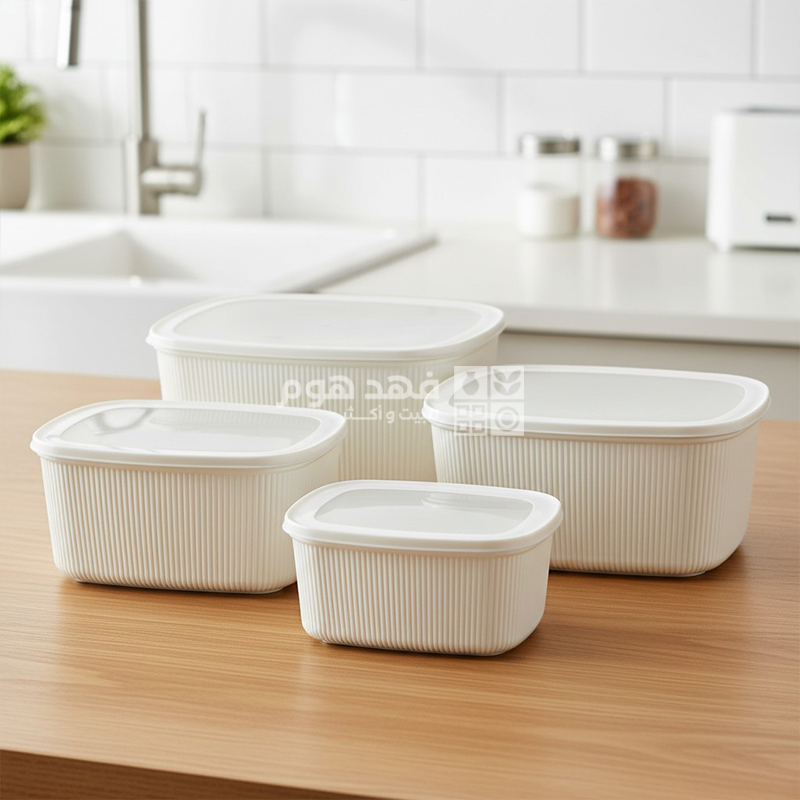طقم/4 تبرويرات مستطيل محزز بغطاء محكم الاغلاق D87-13