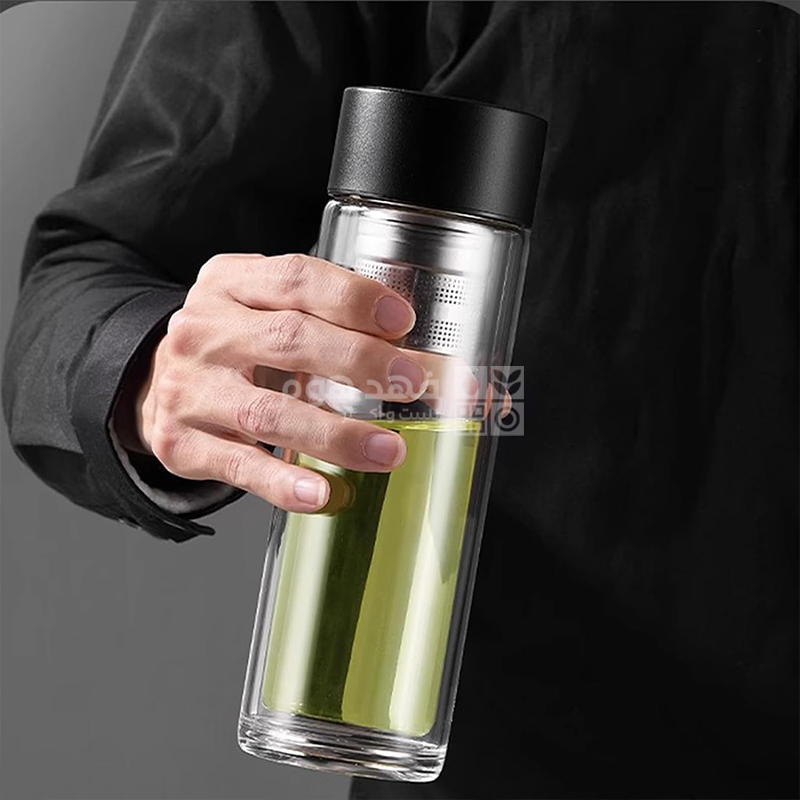 مطرة ماء زجاج غطاء كبس لف مع مصفاة مغناطيس 300مل D113-5