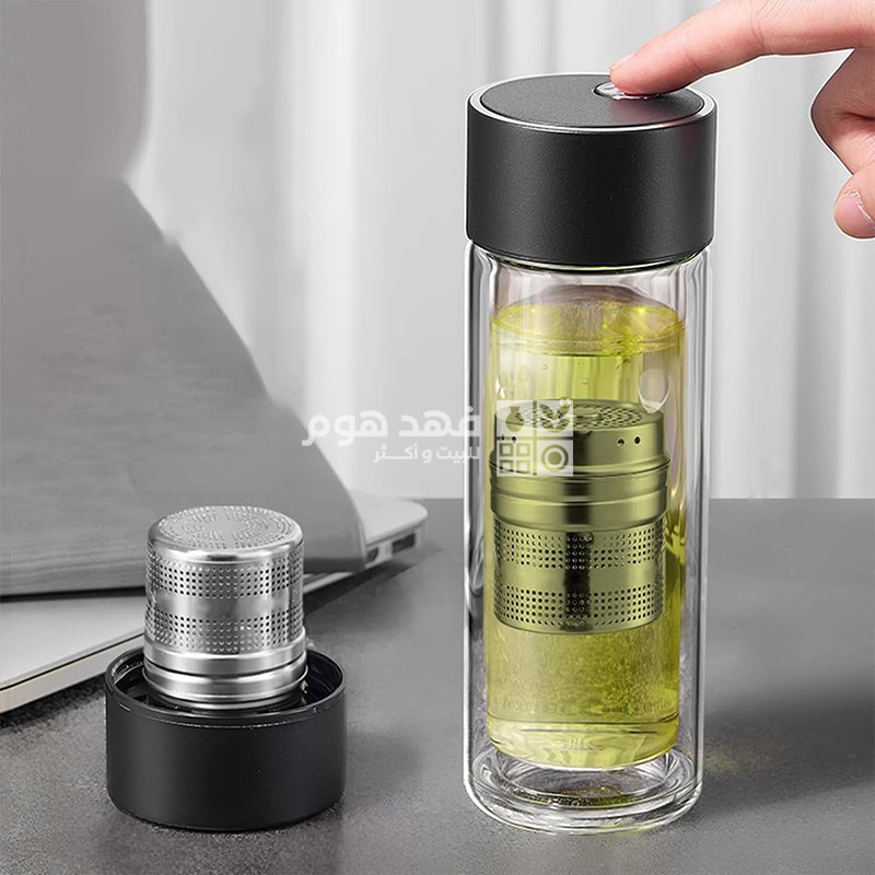مطرة ماء زجاج غطاء كبس لف مع مصفاة مغناطيس 300مل D113-5