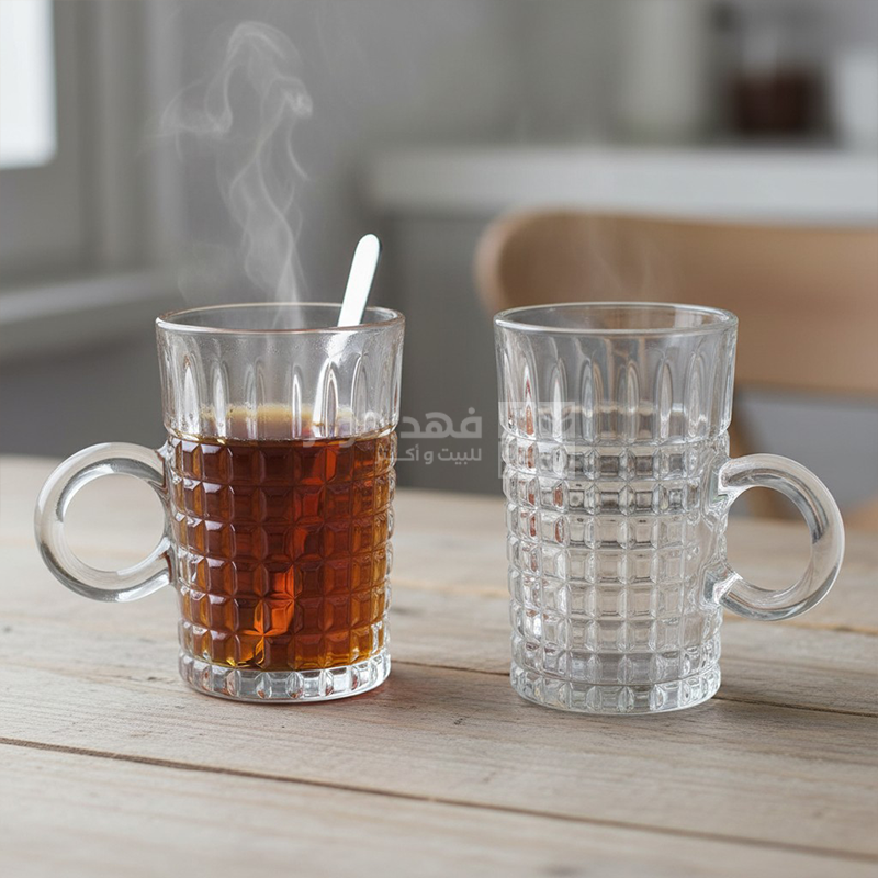 طقم كاسة شاي/12 زجاج سادة مربعات 202511/2