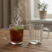 طقم /6 كاسات شاي زجاج محزز 230 مل KTZB136