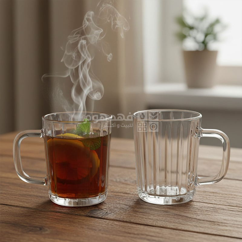 طقم /6 كاسات شاي زجاج محزز 230 مل KTZB136