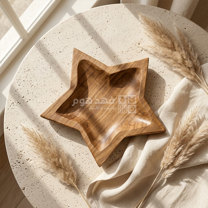 صحن خشب شكل نجمة 45*45*4 سم 12/48