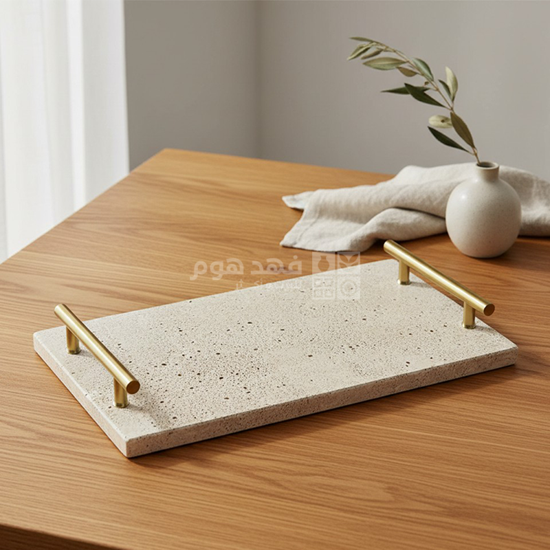 صينية مستطيل 20*35 سم بيدين حديد ذهبي 32/8