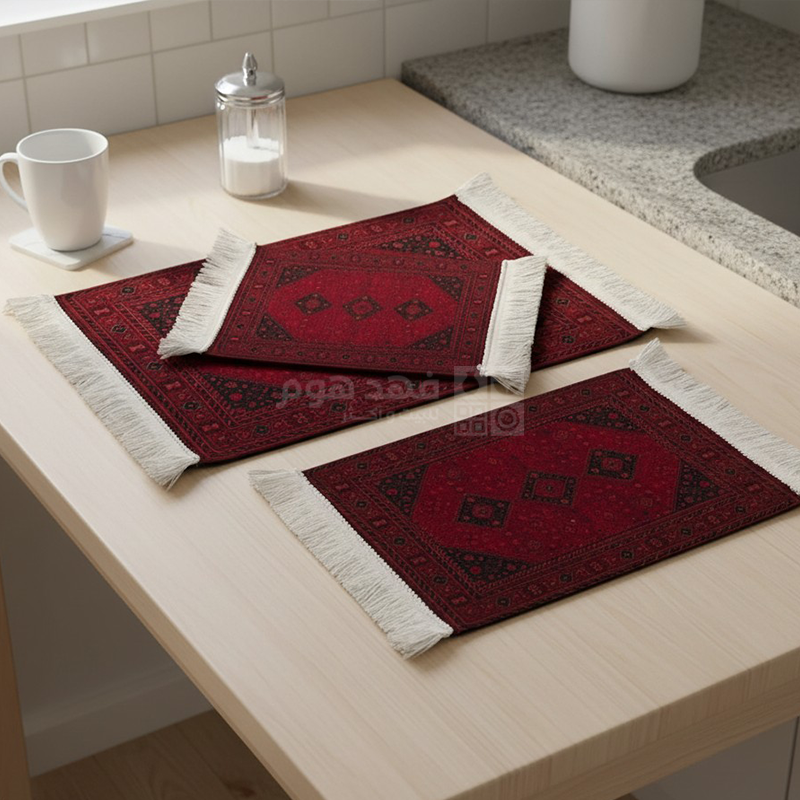 طقم/3 كوستر شكل سجاد اطار شراشيب مستطيل 25+35+40 سم 123/2