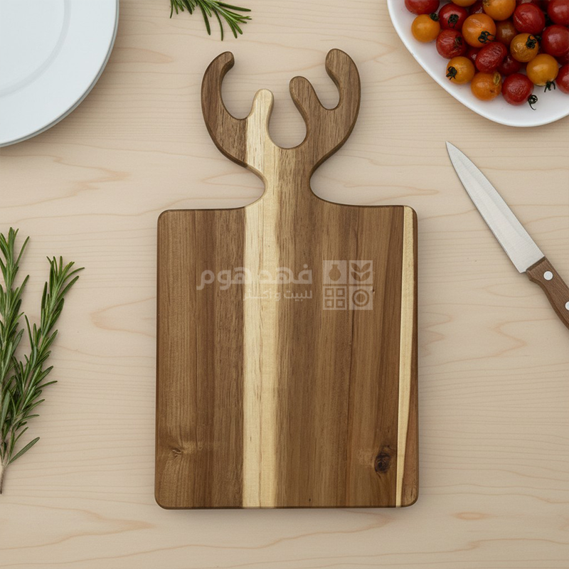 لوح فرم خشب اكاسيا مسكة قرن غزال كبير 20*23 سم 150/8