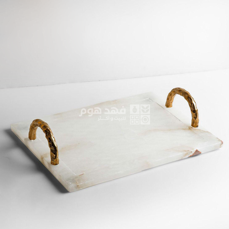 صينية مستطيل رخام كبير يد معدن 39*28 سم 6189