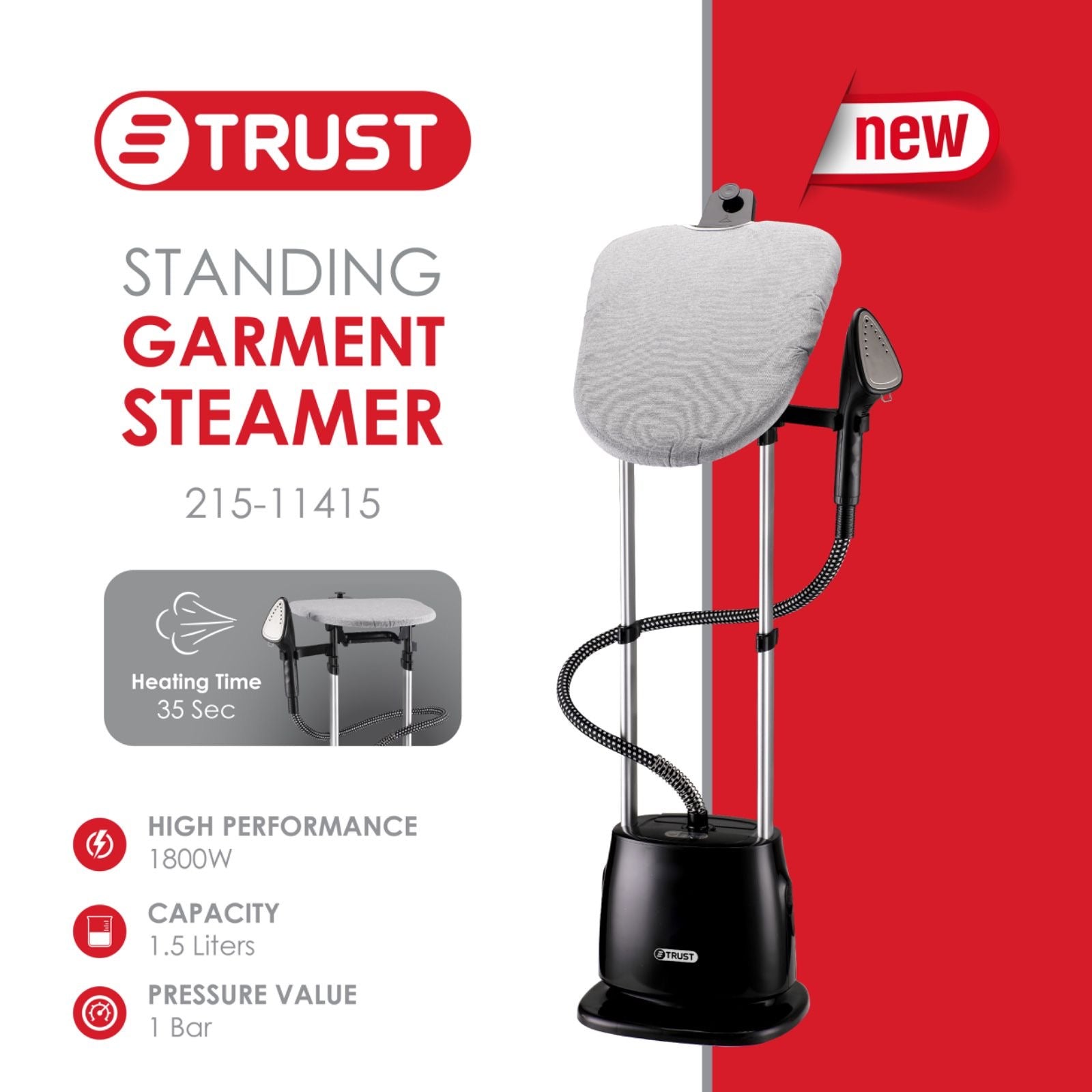 مكوى بخار مع طاولة ستاند اسود 1800W