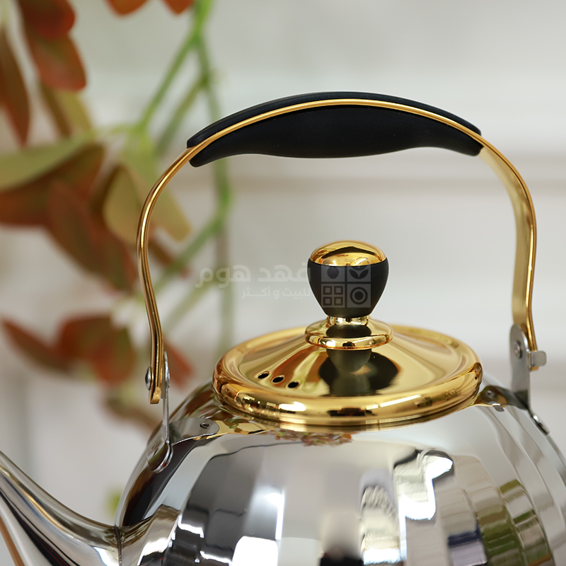 ابريق شاي 2 لتر ستانلس مصدف ذهبي مع فضي vicalina