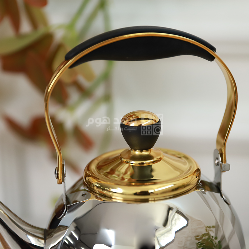 ابريق شاي 1.5 لتر ستانلس مصدف ذهبي مع فضي vicalina
