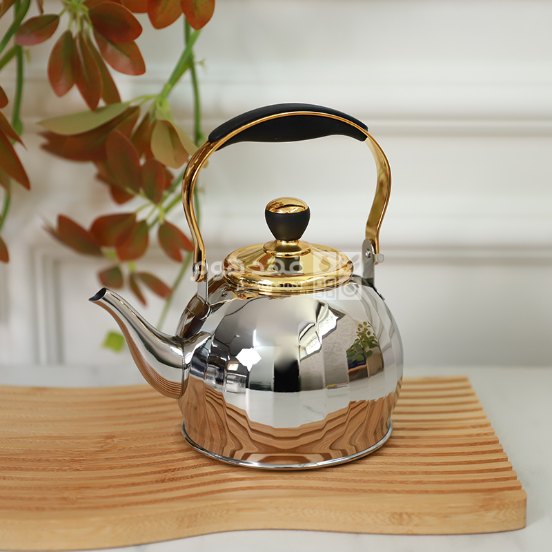 ابريق شاي 1 لتر ستانلس مصدف ذهبي مع فضي vicalina