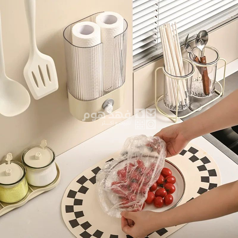 حمالة لفاف محارم واكياس بلاستك تعليق اكريليك ثقيل 17-054