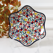 صحن نجمة 26 سم خزف ازرق و احمر B027-1-B
