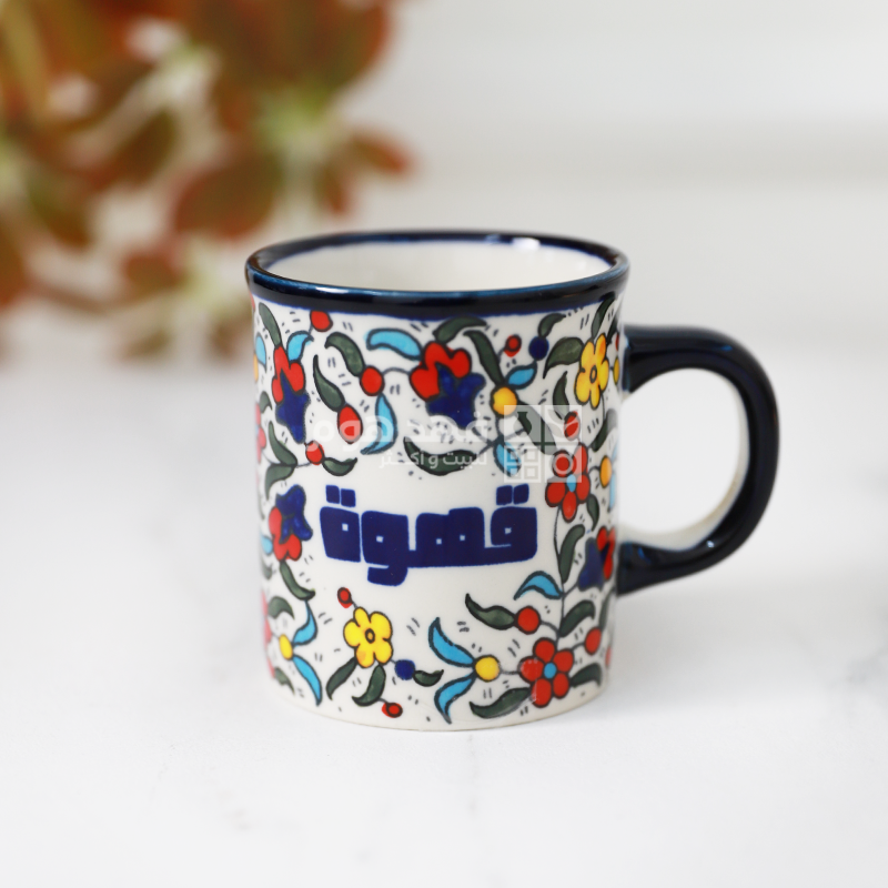 ماغ قهوة 10.5 سم خزف ازرق و احمر AZ003-B3