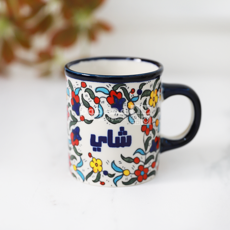 ماغ شاي 10.5 سم خزف ازرق و احمر AZ003-B1