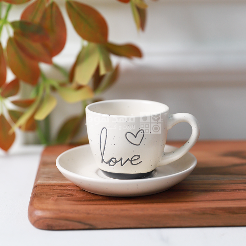 طقم/12 فنجان قهوة قلب مع LOVE