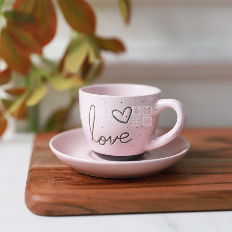 طقم/12 فنجان قهوة قلب مع LOVE