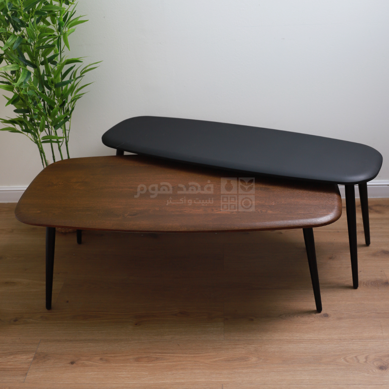 طقم/2 طاولات وسط مستطيل PVC جوزي واسود