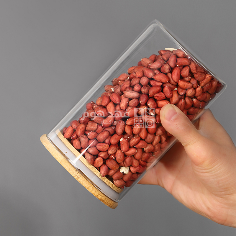طقم/5 مراتبين بقوليات زجاج غطاء خشب بامبو 83104
