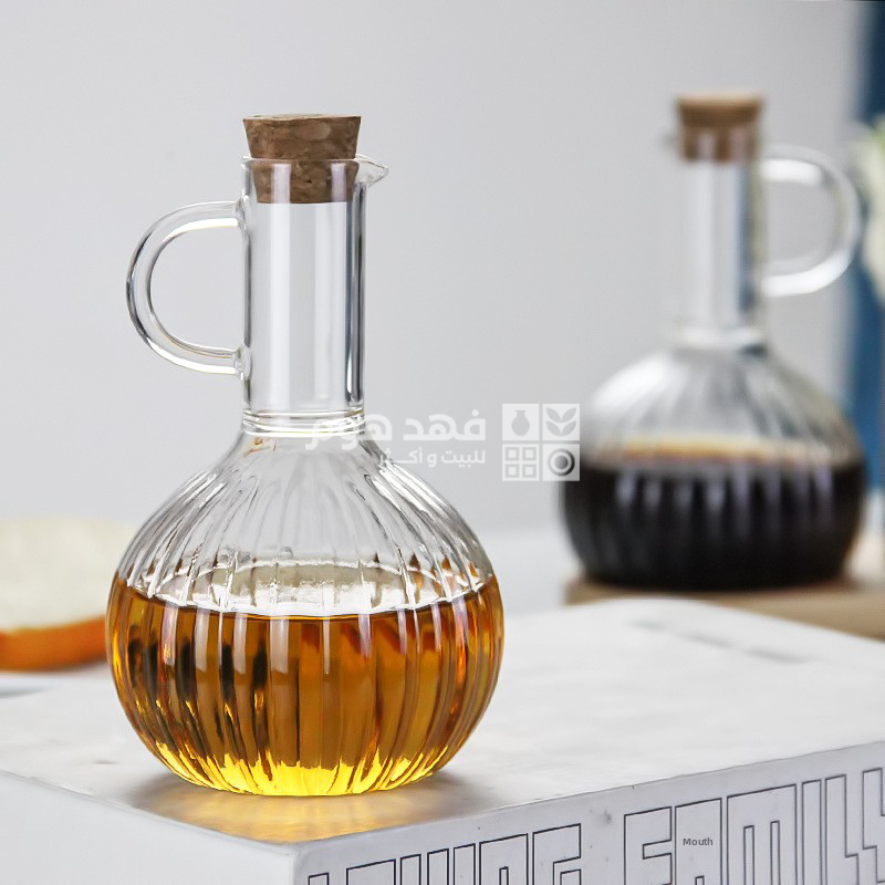 طقم 2 ابريق زيت مع ستاند خشب بامبو Q17/79