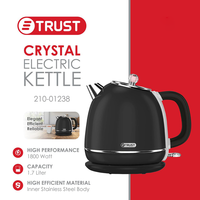 سخان ستانلس اسود بيد كريستال 1.8لتر ترست