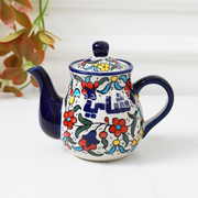 ابريق شاي بورسلان خزف ازرق و احمر B